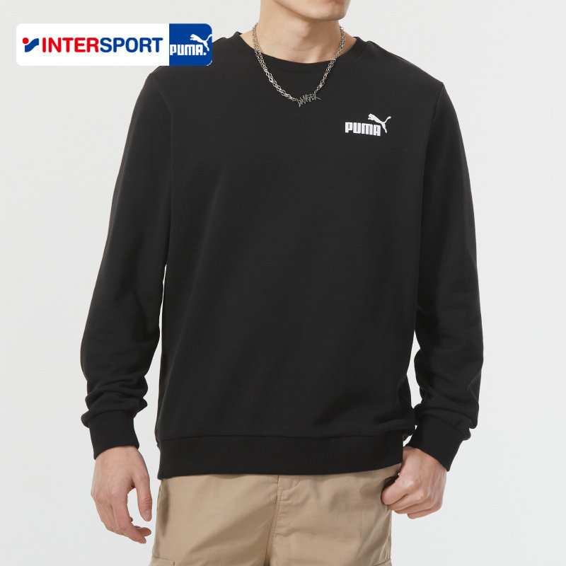 PUMA 공식 정통 라운드 넥 스웨트 셔츠 남성 신작 운동복 캐주얼 긴팔 블랙 풀오버 683375
