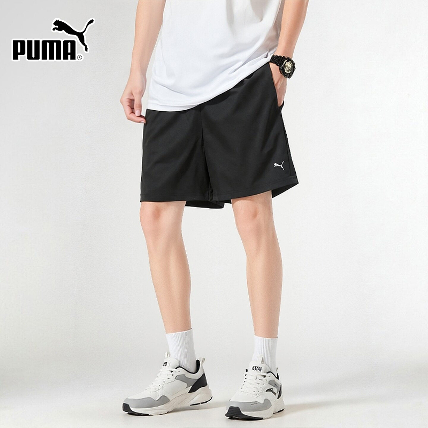 PUMA彪马黑色短裤男2026夏季跑步运动裤宽松速干五分裤520768-01