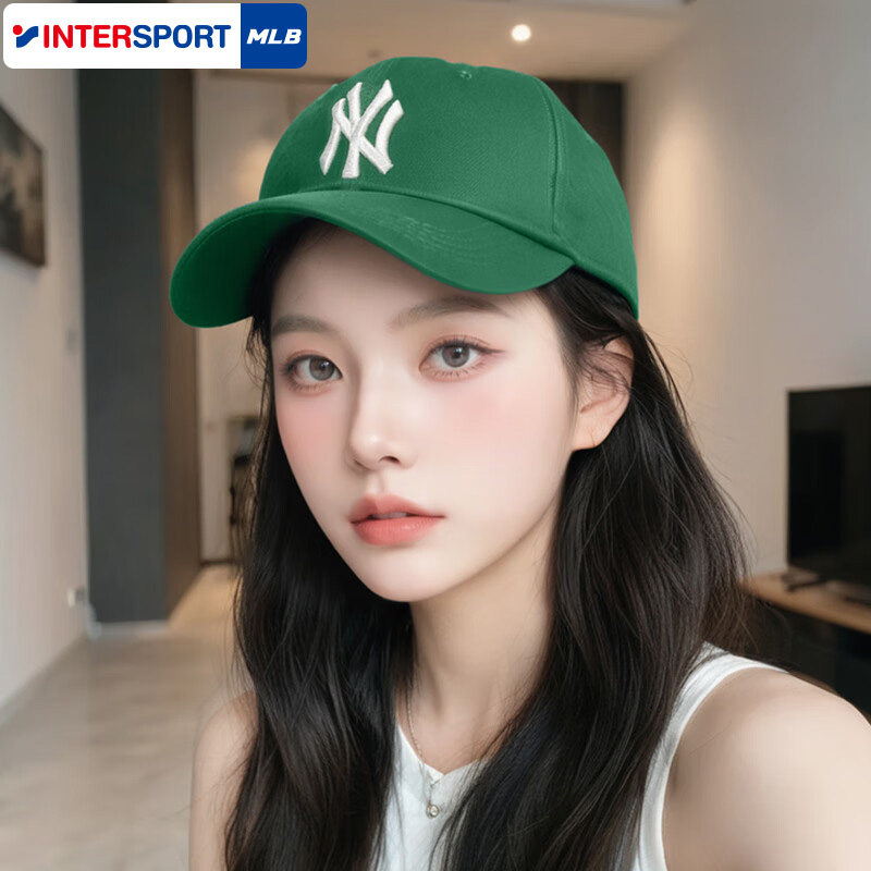 MLB官方绿色帽子男女帽2025新款运动帽遮阳鸭舌帽棒球帽3ACP6601N