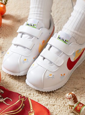 耐克小童鞋马年新年款飞马涂鸦CORTEZ BASIC魔术贴休闲鞋IQ7669