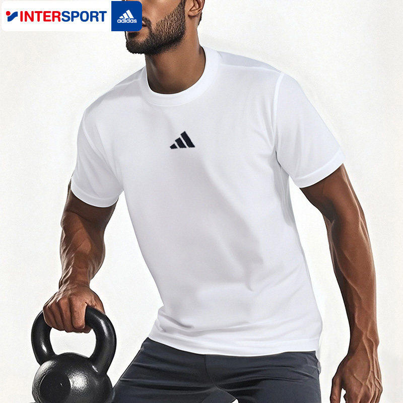 阿迪达斯短袖男2026夏季新款跑步休闲半袖运动服白色纯棉圆领T恤