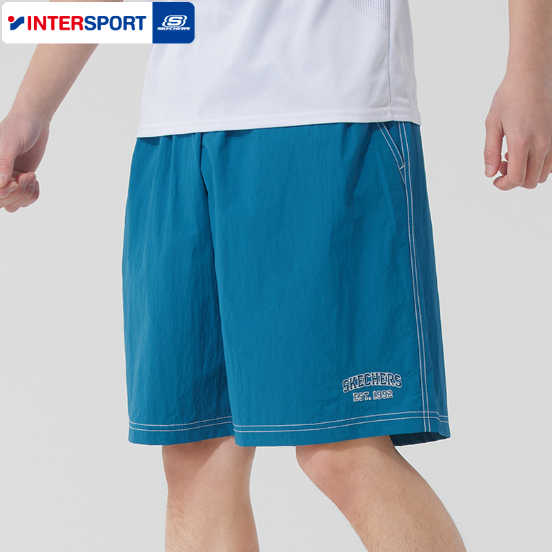 斯凯奇梭织短裤男2025夏季新款运动裤跑步训练休闲五分裤L225U013