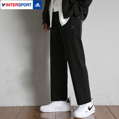 阿迪达斯男款针织毛圈长裤2026春季款直筒运动裤黑色休闲裤JL6073