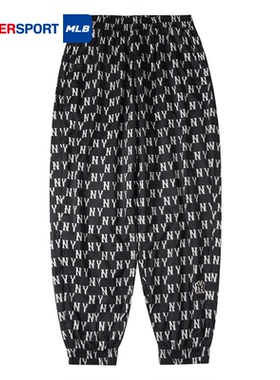 MLB官方裤子男裤女裤秋季新款运动裤休闲裤宽松梭织长裤3AWPM0134