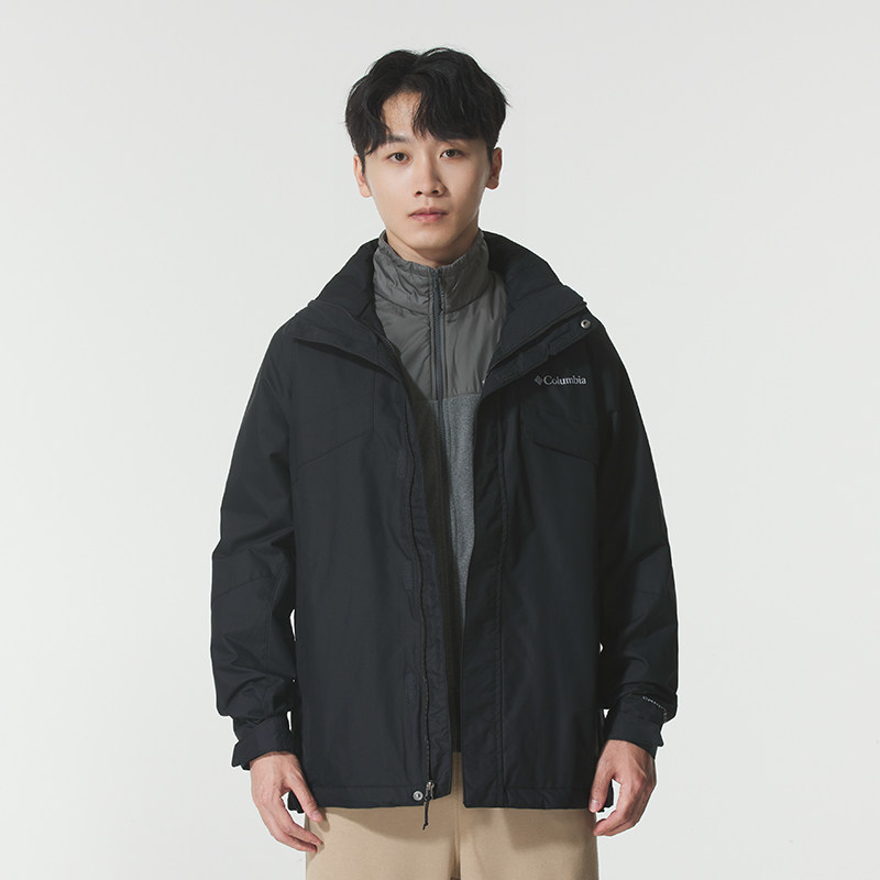 哥伦比亚冲锋衣男官方旗舰秋冬户外徒步登山摇粒绒内胆三合一外套