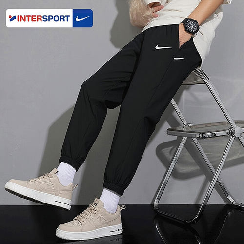 Nike耐克男裤夏季正品新款速干直筒运动裤子梭织黑色宽松休闲长裤