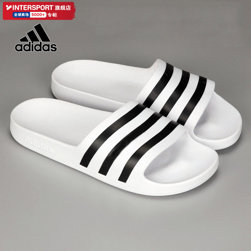 阿迪达斯拖鞋男2024夏季新款户外外穿运动休闲鞋白色凉拖鞋一字拖