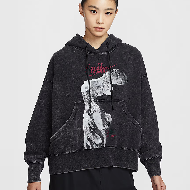 NIKE耐克休闲卫衣女装2025冬季新款运动服宽松针织连帽上衣套头衫