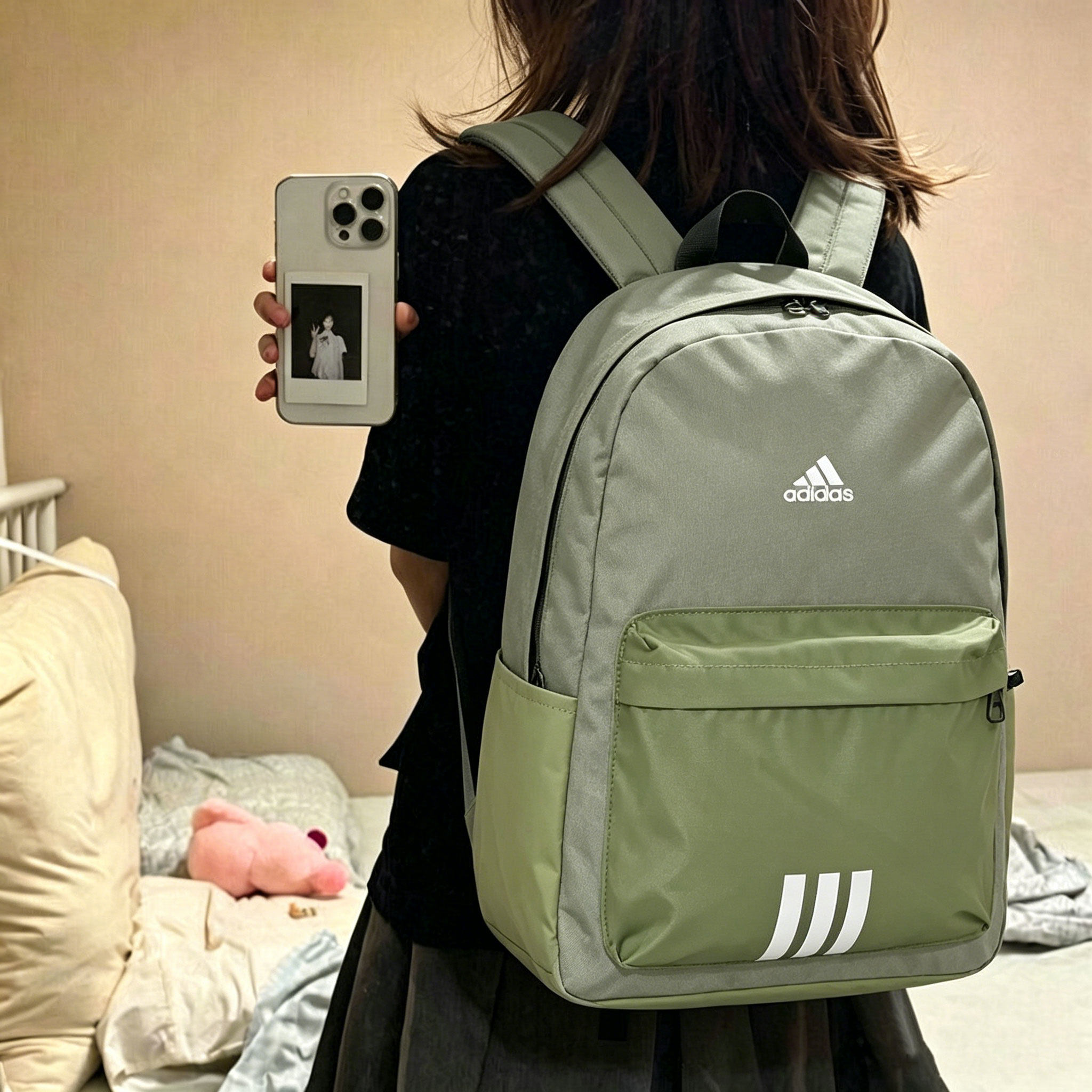 茵特丨阿迪达斯大容量双肩包男包女包新款运动包背包绿色学生书包