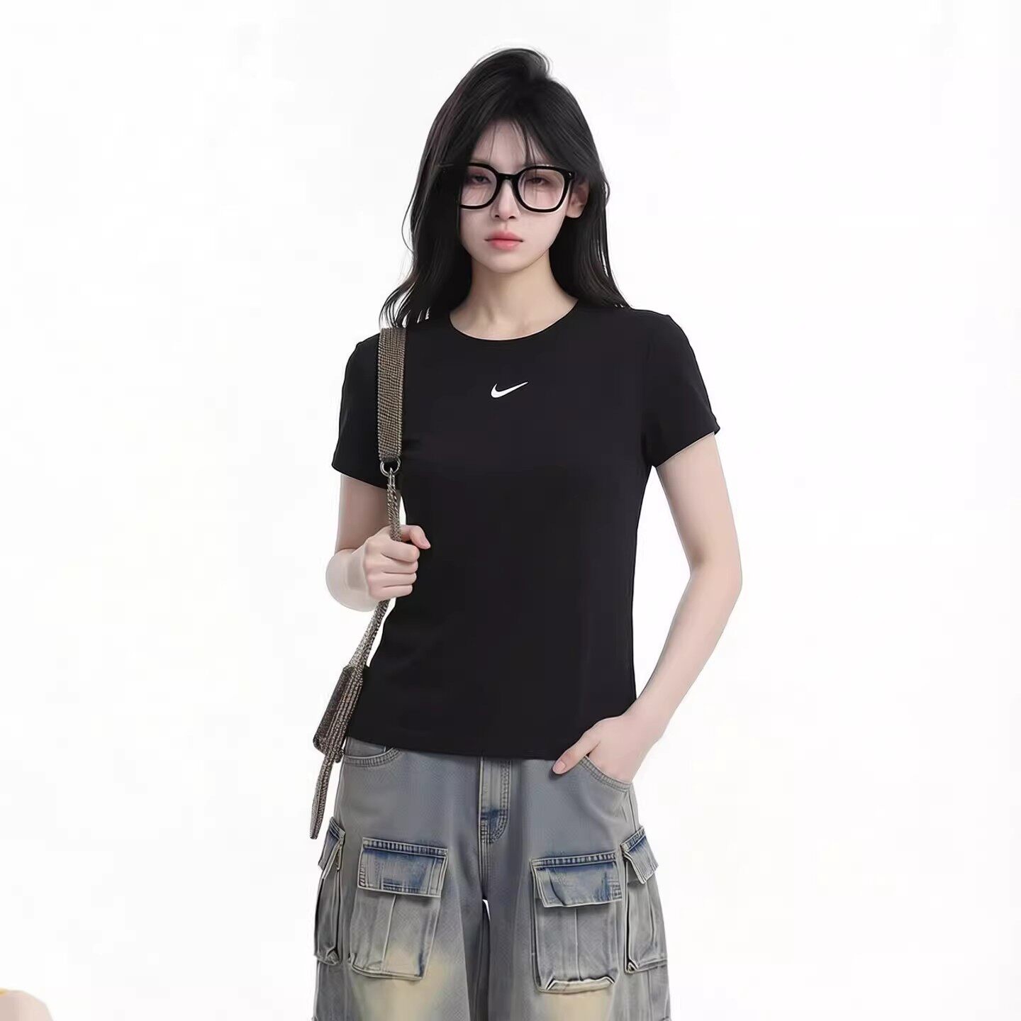 茵特丨NIKE耐克短袖女装夏季新款黑色官方正品运动训练修身T恤女