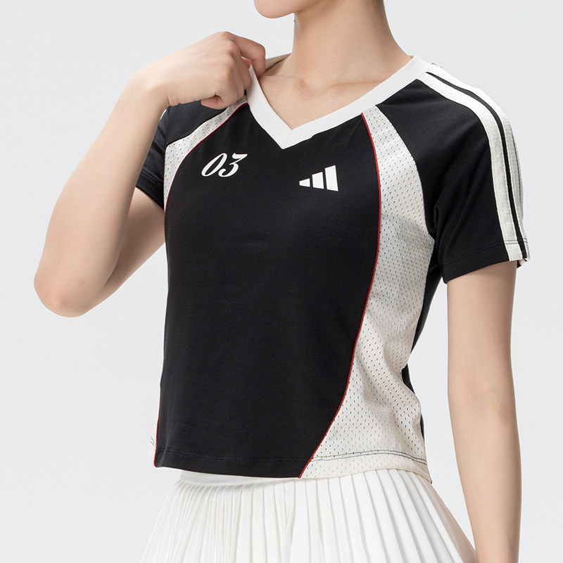 茵特丨阿迪达斯短袖女装26夏季款黑白运动服跑步透气休闲T恤半袖
