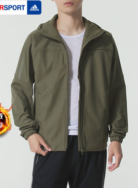 阿迪达斯梭织外套男装2026冬季新款运动服休连帽防风夹克KA1305