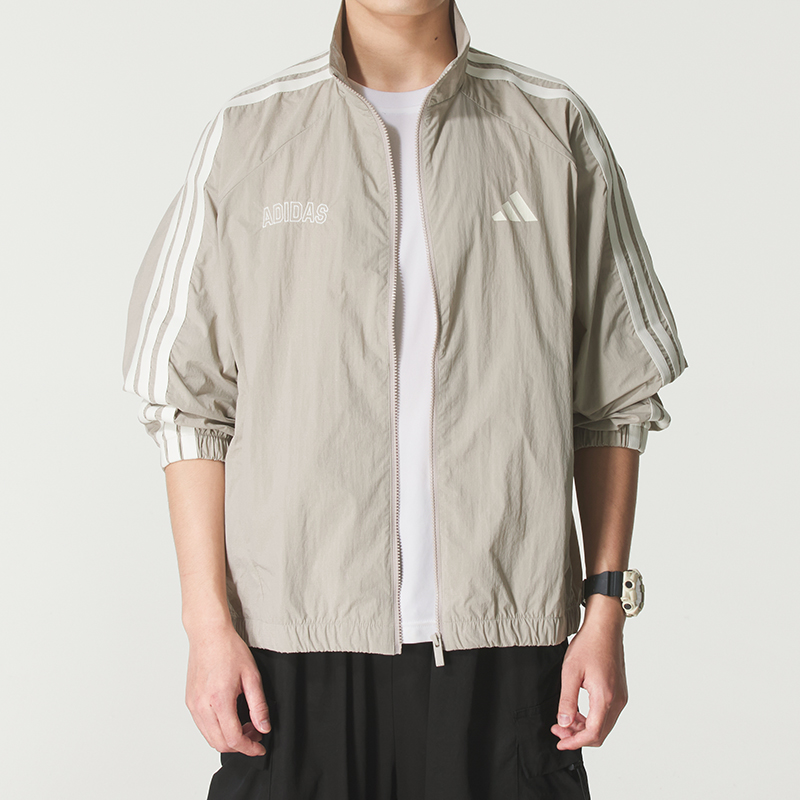 阿迪达斯梭织夹克男装2025冬季款立领休闲服训练服飞行员夹克外套