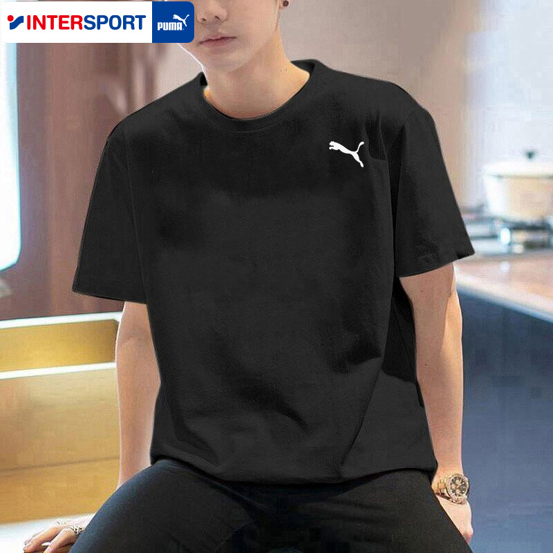 彪马黑色速干短袖男士冬季新款宽松透气上衣圆领T恤女内搭打底衫