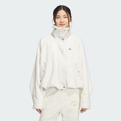 阿迪达斯新年款CNY夹克女装2026新款毛绒保暖高领翻领外套KH2662