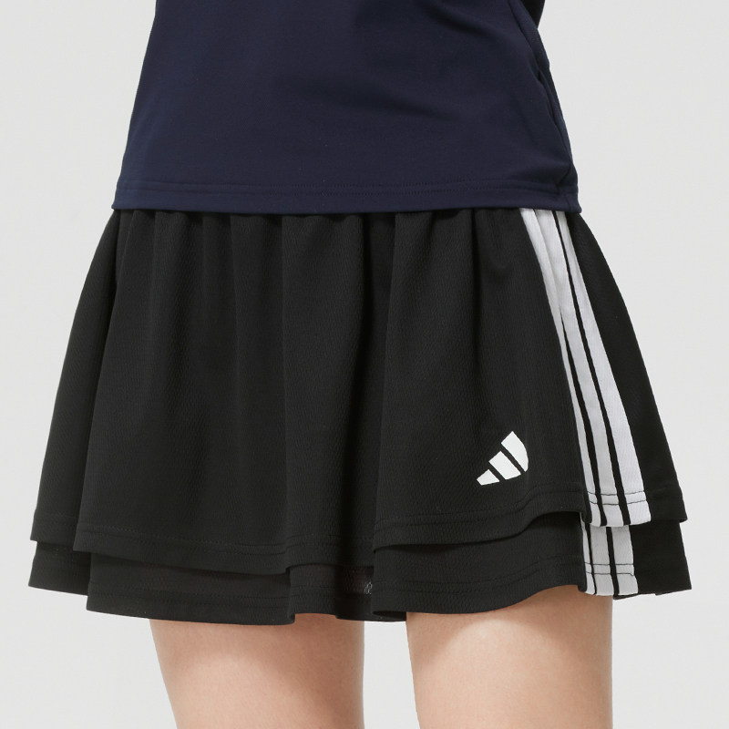 阿迪达斯短裙女款裙子夏季新款黑色透气网球裙运动休闲A字半身裙