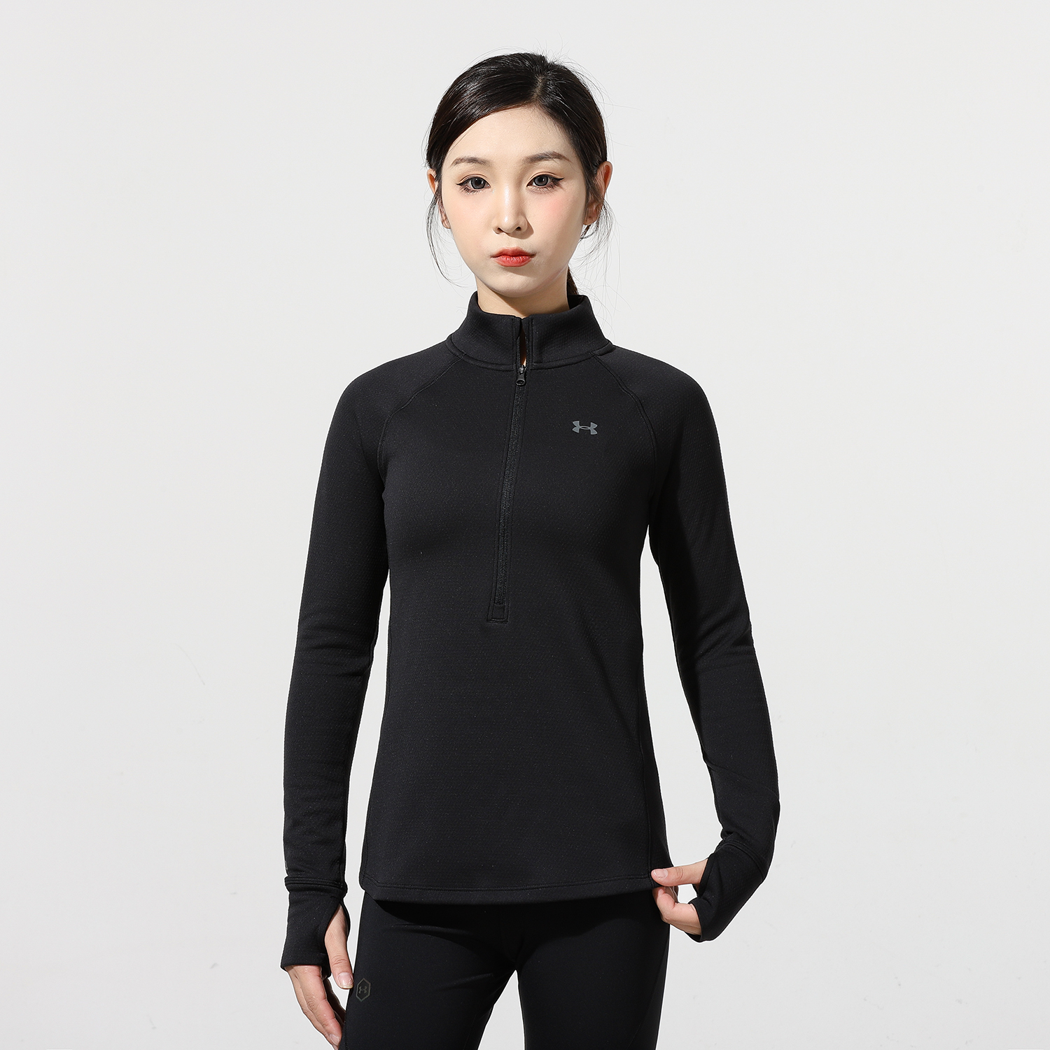 安德玛官方女装2025新款Base 4.0半拉链运动长袖T恤套头衫1343319