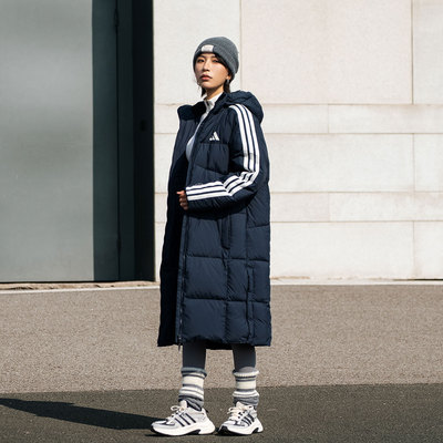 阿迪达斯adidas长款羽绒服男款女款2025冬季新款加厚保暖羽绒外套