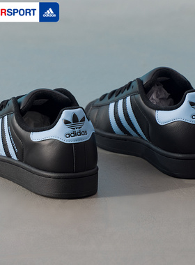 阿迪达斯三叶草男女鞋2026冬季经典贝壳头黑蓝撞色复古板鞋JS1338