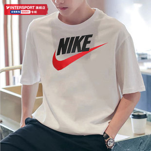 男装 Nike耐克纯棉白色短袖 透气圆领运动半袖 新款 T恤AR5005 男夏季