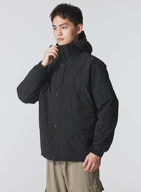 添柏岚男装冲锋衣三合一黑色运动服登山户外休闲防风夹克 A69F2