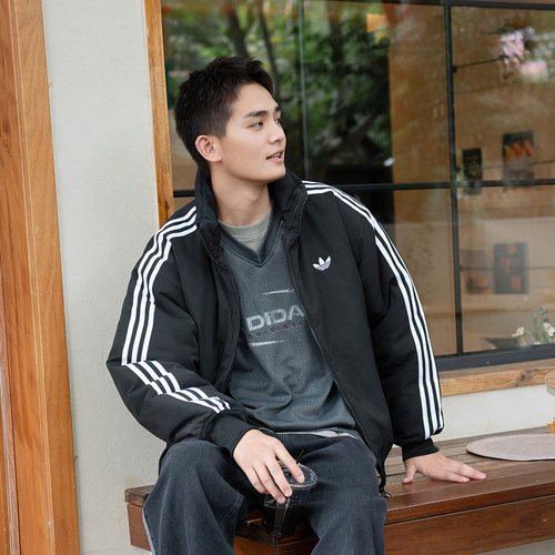 茵特丨阿迪达斯三叶草棉衣夹克男2026秋冬新款立领棉服外套KR7203