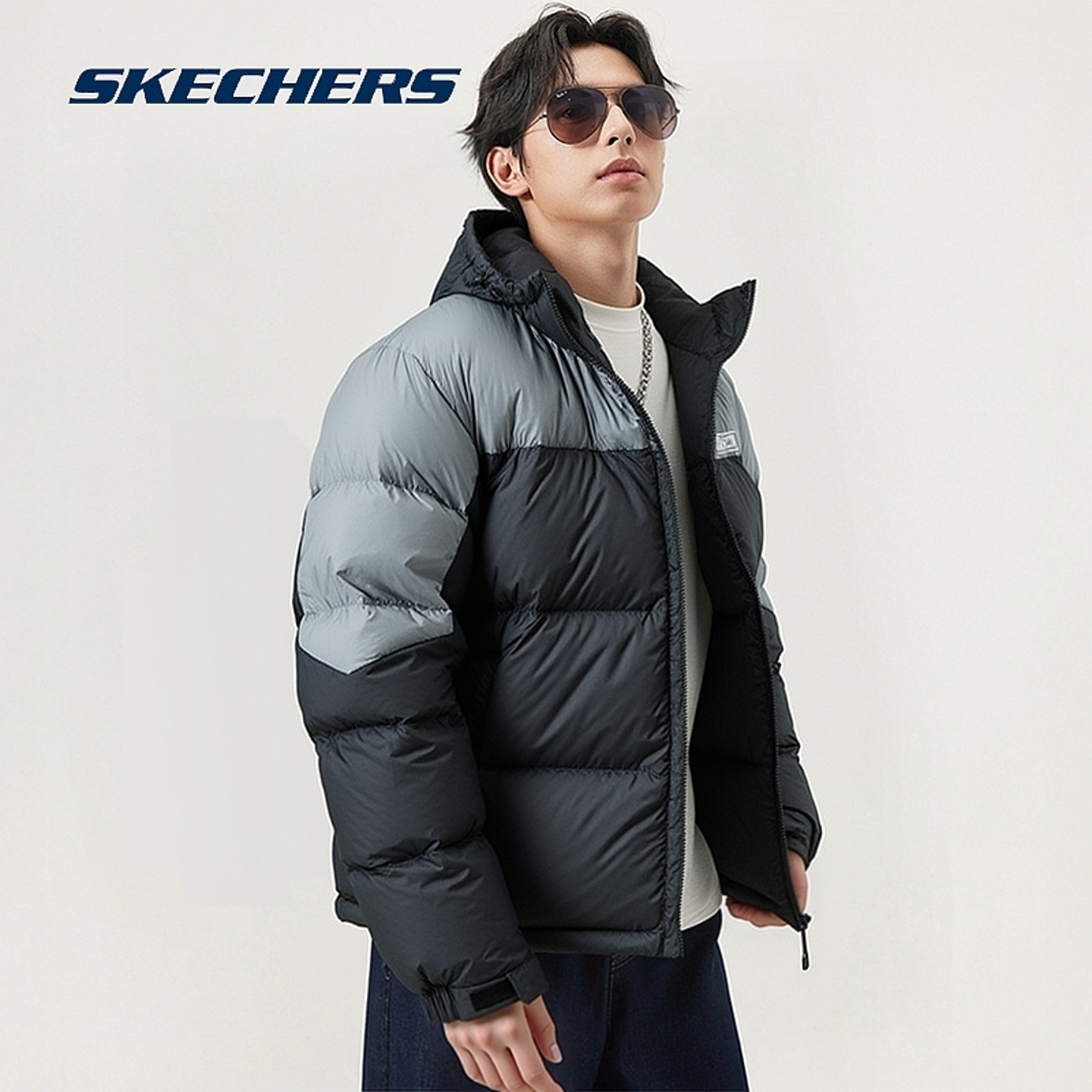 斯凯奇轻薄羽绒服女装男装保暖外套情侣款连帽面包服冬季新款棉服