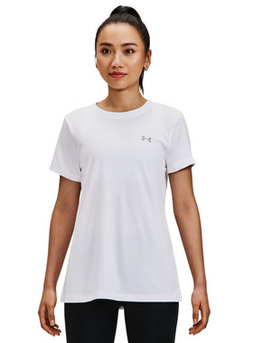 安德玛官方UA Tech圆领T恤女春秋跑步健身运动服白色休闲瑜伽短袖