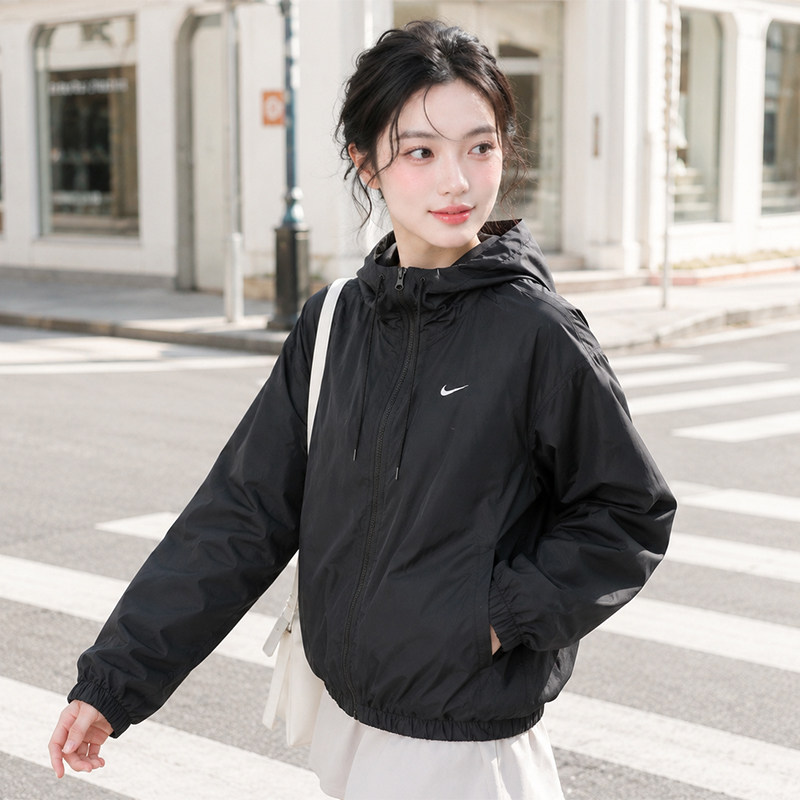 茵特丨NIKE耐克梭织连帽夹克女2026秋季户外防泼水运动服休闲外套
