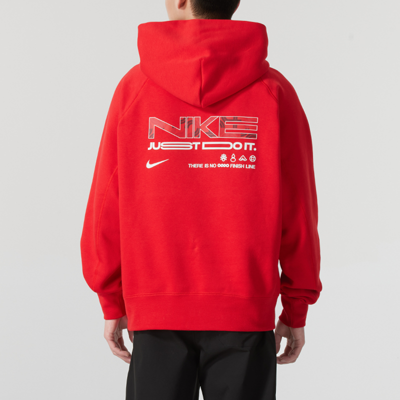 耐克本命年卫衣男2025红色新年款运动服连帽长袖休闲套头衫HV8206