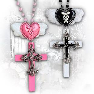 Y2K大型天使十字架项链辣妹甜酷亚文化小众味氛围感哥特毛衣链潮