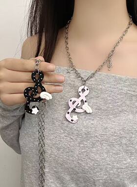 韩系y2k 自制星星音符小猫项链可爱亚文化小众毛衣链配锁骨链颈链