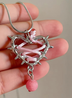 暗黑哥特朋克荊棘爱心丝带蛇骨项链复古小众y2k辣妹锁骨链ins叠戴