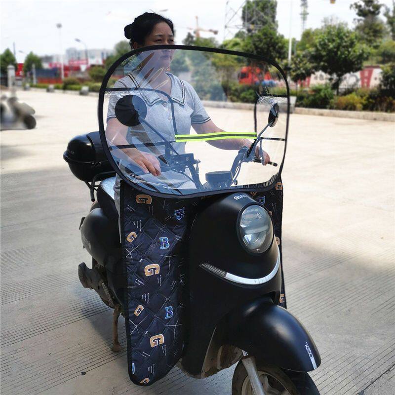 电动自行车前挡风板pvc挡风被冬季加绒加厚电瓶车可拆卸挡雨罩子