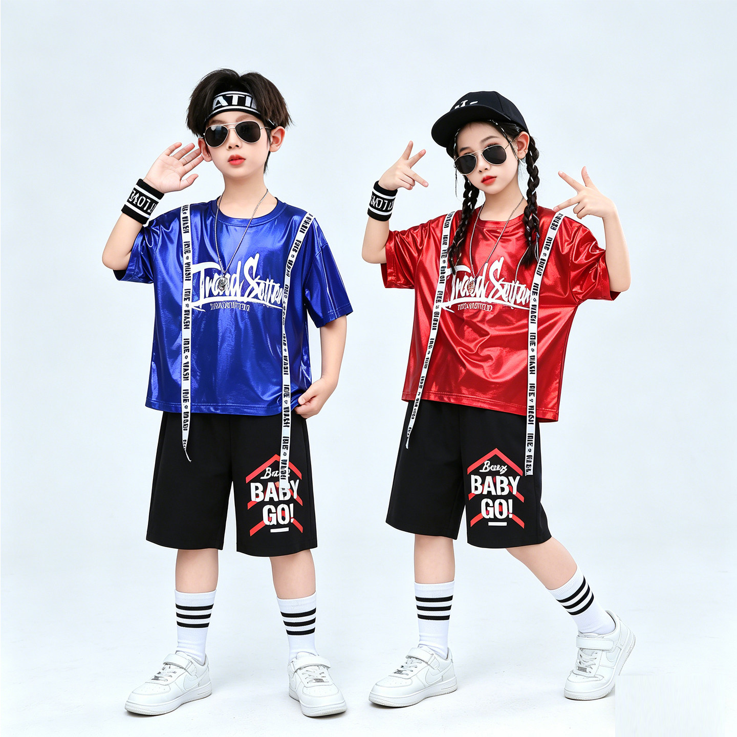 街舞儿童潮服亮片表演服嘻哈男童套装爵士舞服装女童幼儿园舞蹈服
