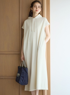 23区SLOW系列时尚简约气质棉感毛巾连帽连衣裙女ONWARD
