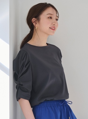 any FAM接触冷感简约风格女孩上衣T恤2023年咖啡色粉红色日系轻奢