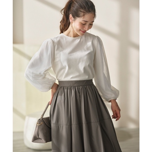 组曲迷你毛圈布薄纱袖 上衣女ONWARD