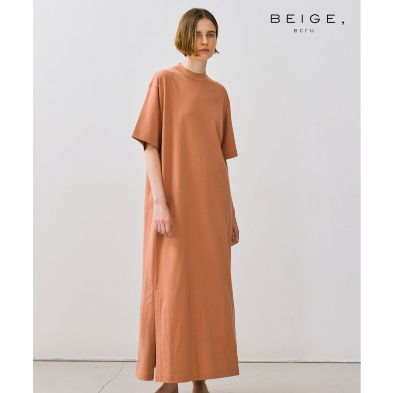 BEIGE，可洗针织缝合棉质A字连衣裙女ONWARD