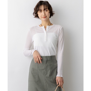 23区时尚 T恤女ONWARD 简约优雅感透明罗纹叠层长袖