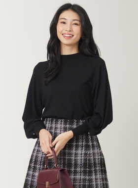 any SiS新款可手洗羊绒泡泡袖设计针织红色毛衣日系轻奢ONWARD