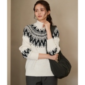 23区SLOW系列简约适宜优雅提花高领针织衫 毛衣秋冬保暖女ONWARD