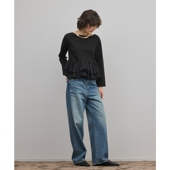 GRACE CONTINENTAL时尚 设计感气质塔夫绸荷叶边裁剪上衣女ONWARD