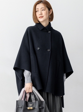 23区见上爱同款Oggi11月刊羊毛轻质面料斗篷廓形大衣女ONWARD