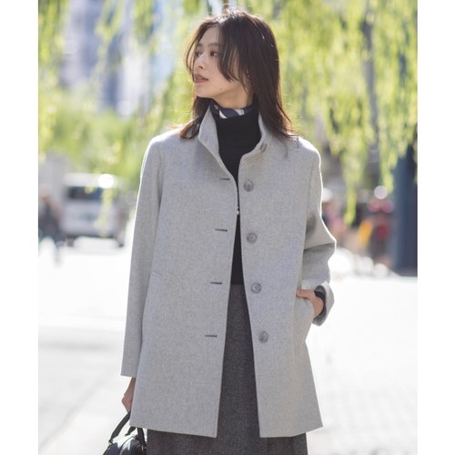 【J.PRESS】日系海狸毛混纺立领大衣秋冬新款女士毛呢短款外