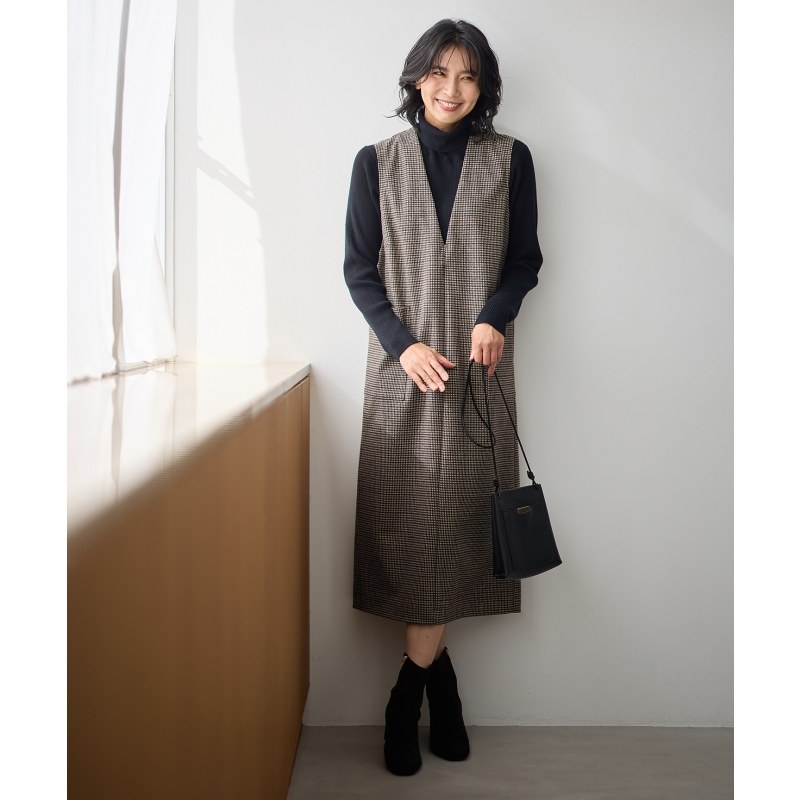 any FAM可手洗亮片格子提花时尚气质温柔连衣裙女ONWARD