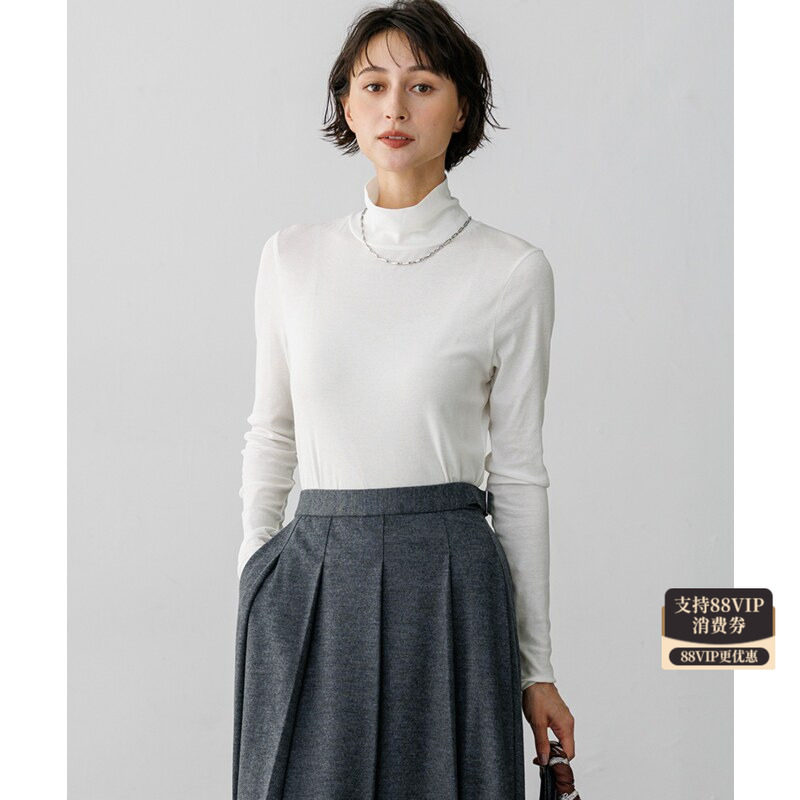 23区优雅气质感见上爱明星同款薄透层叠高领针织衫女ONWARD