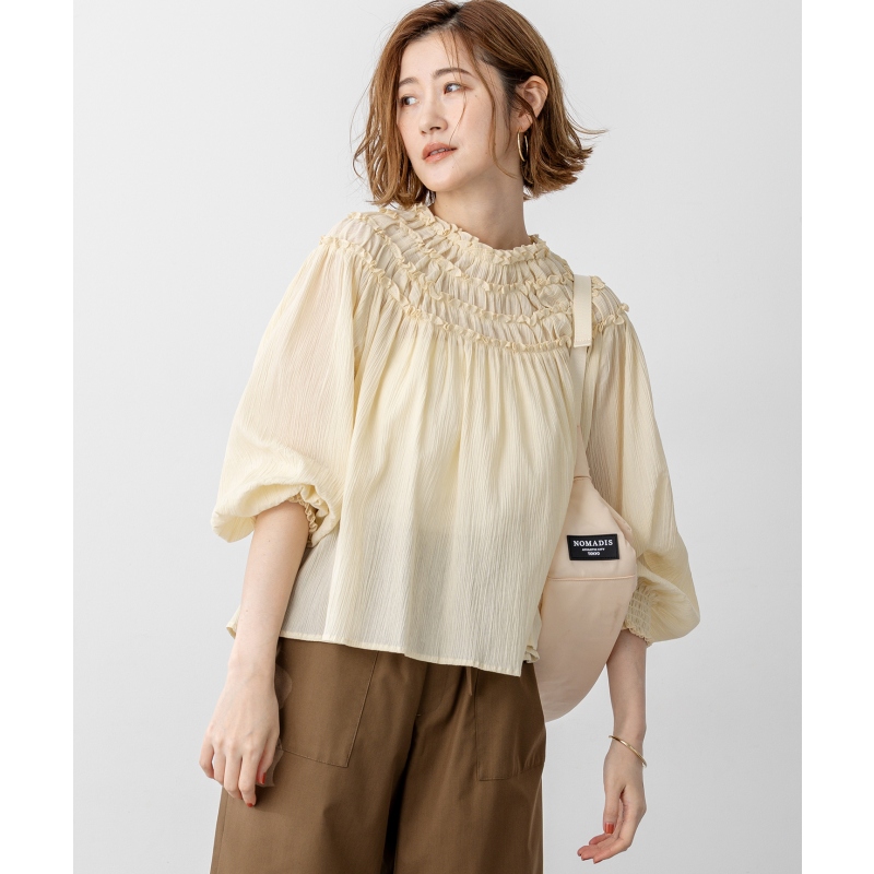 23区SLOW系列时尚简约气质棉质皱纹衬衫女ONWARD