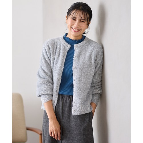 anyFAM适宜简约气质可手洗闪光针织开衫女ONWARD