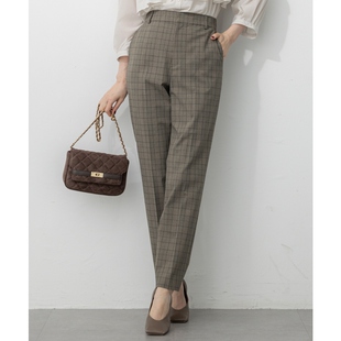 23区时尚 女ONWARD 优雅气质通勤可洗干爽2WAY弹力格纹锥形裤